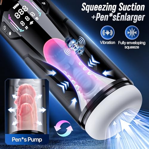 Image of Uoffile Male Sex Toys for Men - Pocket Pussy Male Masturbator Mens Sex Toy with 8 Sucking & Thrusting & Vibrating, Adult Toys Penis Pump Male Stroker, Sex Machine LCD Display & Suction Base
