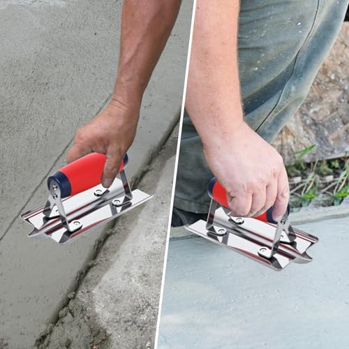 3Pcs Concrete Tools Stainless Steel Flat Finishing Trowel plus Concrete Edger and Groover Stucco Cement Kit Masonry Construction Hand Kit - Thumbnail 3