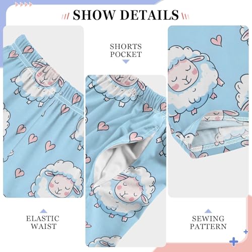 ALAZA Cute Sheep Pajamas Bottoms with Pockets Comfy Pjs Sleepwear Elastic Waistband Pajamas Pants Lounge Pants for 6-14 Years4