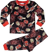 Marvel Spiderman and Iron Man Super Soft Fleece Long Sleeved Pyjama Set, Red/Black, Black