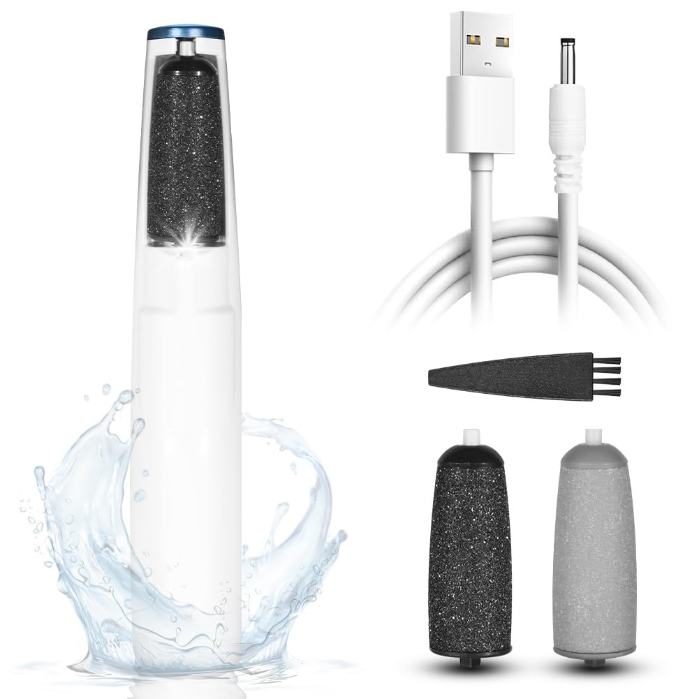 OSDUE Lima Eléctrica para Pies, Removedor de Callos Eléctrico con 2 Cabezales de Rodillo Extraíbles y 2 Velocidades Recargables para Archivadores de Pies Muerta Para Talones, Piel Seca y Muerta-Azul