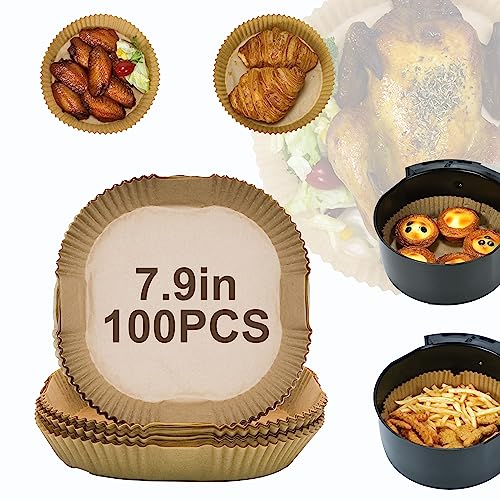 proMCRjex Air Fryer Disposable Paper Liners 100pcs 7.9 inch Square Parchment Paper Liner for Baking Roasting Fit 5-8 QT