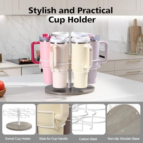 Kssiaz Water Bottle Organizer for Stanley 40 oz, Rotating Stanley Cup Organizer Holder, Tumbler Organizer Holder, Stanley Cup Accessories, 13.2 * 11 * 7.75in, Grey