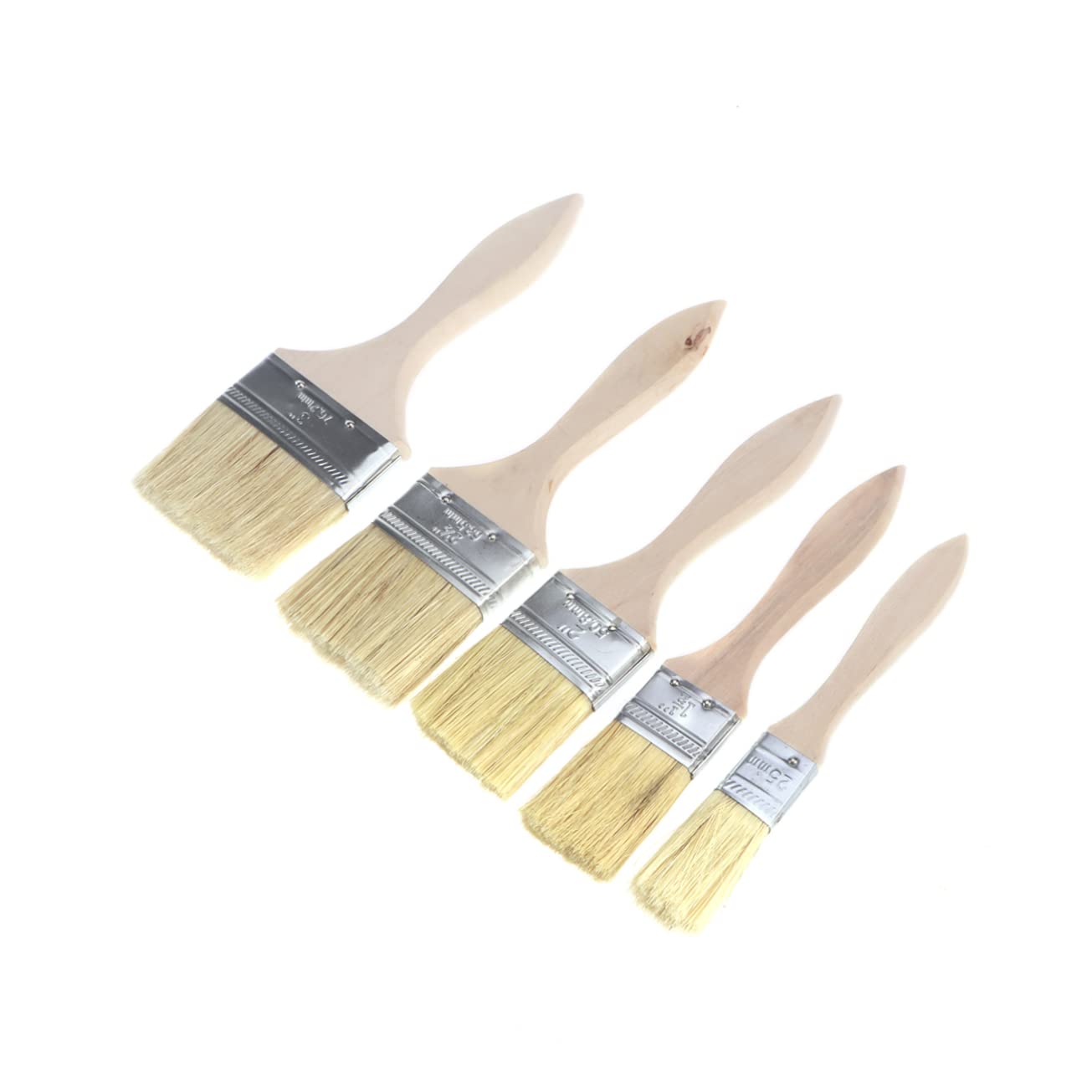 Exceart As Shown 5Pcs Wooden Handle Painting Brushes Professional Paint Chip Brushes Natural Bristles For Wall Furniture Painting Barbecue