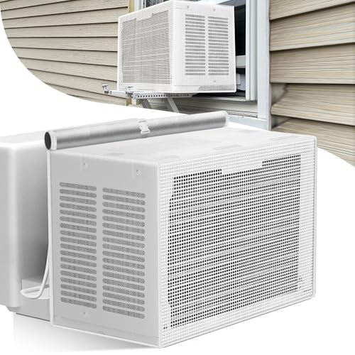 Plusluck AC Covers Window Units: Window AC Covers for Outside, U-Shaped Air Conditioner, Waterproof for Outdoor, Debris Leaf Guard Mesh Cover for Summer 8000BTU-12000BTU, White