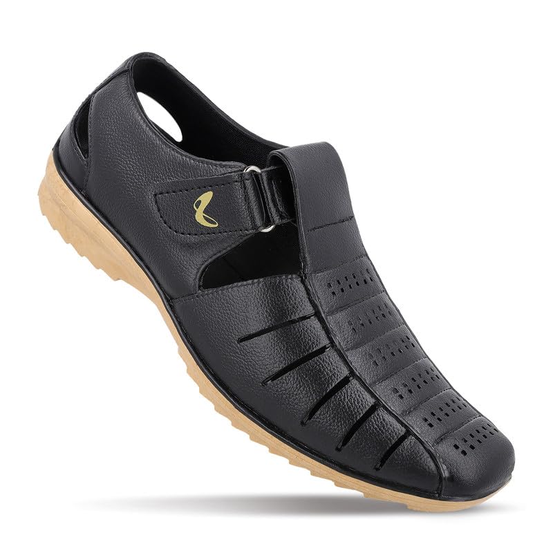 WALKAROO 12305 Mens Sandals for Casual Wear and Regular use - Black Beige (B0DDCNWFPL) Amazon Price History, Amazon Price Tracker