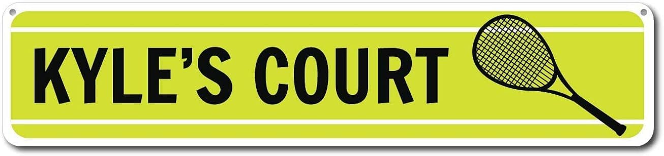 Tennis Sign, Personalized Kid's Room Sign, Custom Tennis Court Sign055 for Indoor Outdoor Yard Street Signs 16x4 inches