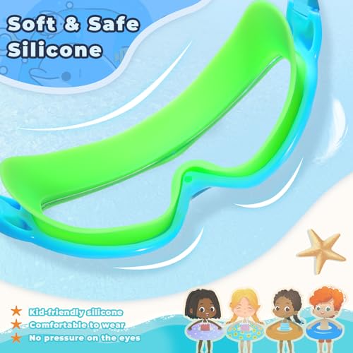 Image of Keary 2 Pack Kids Swim Goggles for 3-15 UV Protection Anti-Fog Pool Water Swimming Goggles for Boys Girls Youth Toddler