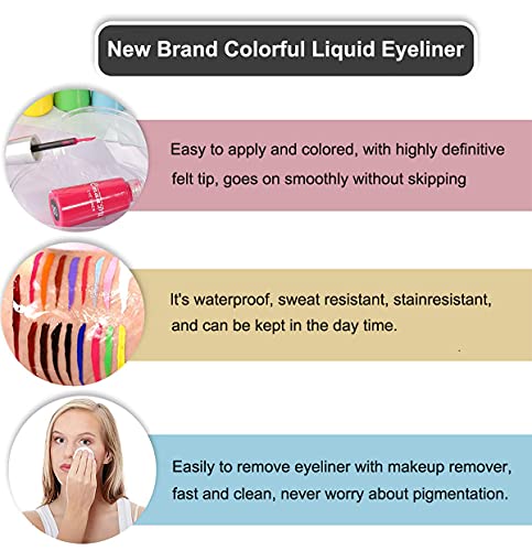 Matte Liquid Eyeliner, OCHILIMA Color Gel Eyeliner, Great Versatility Liquid Eyeliner Long Lasting Makeup Waterproof High Pigmented Colorful Eye Liner Pen for Women Girls (01# White) - Image 8