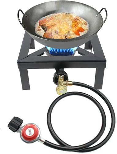 Estufa de gas portátil de un solo quemador para exteriores, con manguera reguladora ajustable de 0 a 20 psi, para patio, campamento, barbacoa,