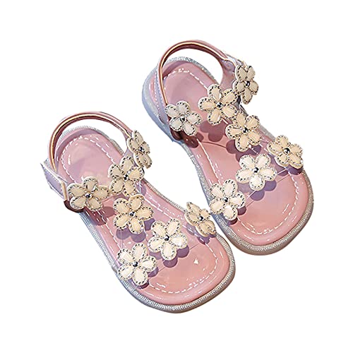 Generic Summer Girl Rhinestone Flower Sandals Open Toe Soft Bottom Princess Sandals Breathable Wedding School Shoes