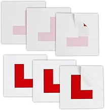 L Plates for Learner Drivers, 6-Pack Set with 3 Self-Adhesive and 3 Electrostatic Plates, Red