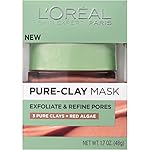 L'Oreal Paris Skincare Pure Clay Face Mask with Red Algae for Clogged Pores to Exfoliate And Refine Pores, Clay Mask, at home face mask, 1.7 oz. - Image 2