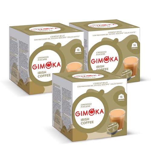Gimoka - Compatible Para Nescafè - Dolce Gusto - 48 Cápsulas - Sabor IRISH COFFEE - Made In Italy - 3 Paquetes De 16 Cápsulas