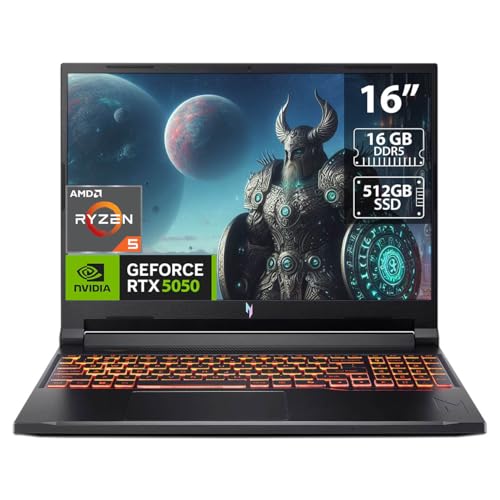 Acer Nitro V 16 Notebook Gamer, AMD Ryzen 5, 16' WUXGA 180Hz, RTX 5050 8GB, 16GB RAM DDR5, SSD 512GB, Windows 11, Preto, ANV16-42-R309
