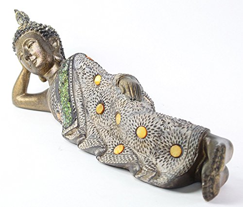Buda Reclinado Decorativo Feng Shui 14" Gris miniatura 2