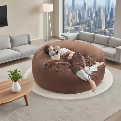 Image of 3FT,Big Bean Bag Chairs for Adults,Bean Bag with Filler Included,Memory Foam Bean Bag,Giant beanbag,Suitable for Reading Chairs in Living Room, Bedroom and Dormitory. (Coffee Color, 3 Foot)