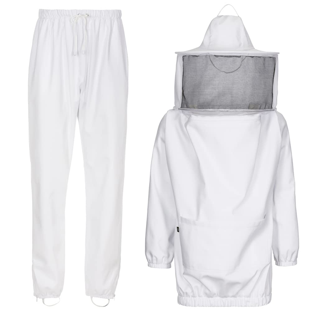 EXNER Imker-Anzug, 2-teilig, Imker-Jacke und Imker-Hose, 100% Baumwolle, Farbe weiß, Größe M