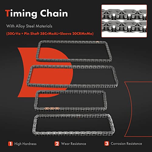 A-Premium Set Of 18Pcs Engine Timing Chain Kit W/Tensioner & Guide Rail & Sprockets [Fits Dohc, 6Cyl 3.2L] Compatible With Audi A4 2005-2008, A4 Quattro 2005-2009, A6 2006-2009, A6 Quattro 2005-2009 #TOP3