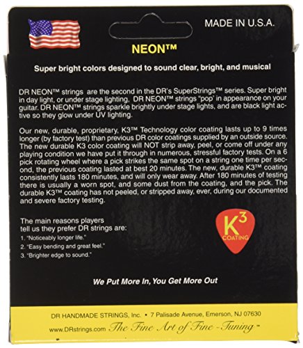 DR Strings NEON 11-50 Jeu de Cordes pour Guitare Electrique Jaune - Les Beatles, Paul McCartney, John Lennon, RIngo Starr, George Harrison DR Strings NEON 11-50 Jeu de Cordes pour Guitare Electrique Jaune – Image 3