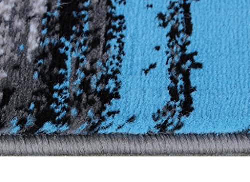 Masada Rugs, Modern Contemporary Area Rug, Blue Grey Black (5 Feet X 7 Feet) #TOP4
