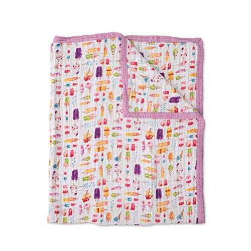 Little UnicornPremium Quilted Throw | Super Soft, Multi-Layered Muslin XL Blanket| Great for Kids & Families (Brain Freeze)