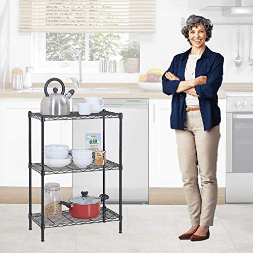 Storage Shelves Metal Wire Shelving Unit Nsf Heavy Duty 3-Tier Height Adjustable Utility Steel Garage Shelving With Leveling Feet 23" L X 13" W X 30" H Sturdy Shelf Organizer Rack For Kitchen, Office #TOP6