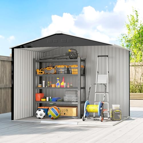Miniatura 6 de Outsunny Caseta De Jardín Exterior 3,6 M , 236x171x191 Cm, Cobertizo De Jardín Exterior Metálico Con Puertas Correderas Y Ranuras De Ventilación, Para Almacenamiento De Herramientas, Gris Oscuro