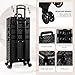AROUS 5 in 1 Rolling Makeup Train Case Cosmetology Case on Wheels Large Cosmetic Organizer Travel Cart for Hairstylist Artist Nail Beauty Salon Barber,Black