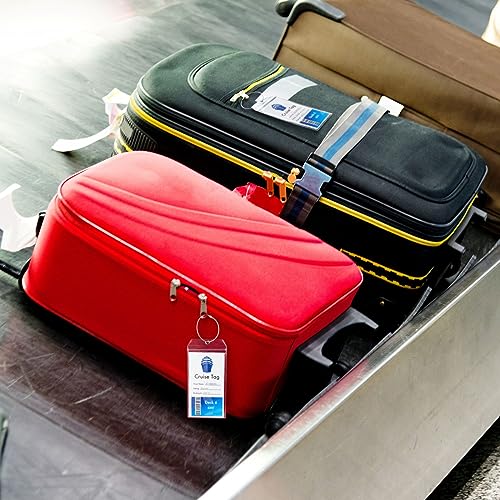 Juvale Luggage Tags for Suitcases - 3.5 x 7.2 in, Clear, 20 Pack - Bulk Zip-Seal Closure & Steel Loop Fastener - Waterproof ID Holders - Travel & Cruise Essentials3