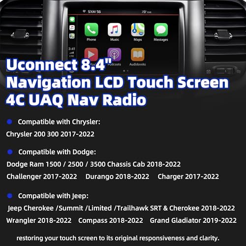 Image of 8.4 inch Uconnect 4C UAQ LCD Monitor Touch Screen Radio Display Compatible with Jeep Wrangler Grand Cherokee RAM 1500 Dodge Chrysler Replaces LA084X01