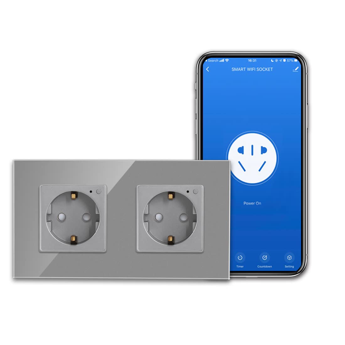 Meross Wifi-stopcontact met stroommeting, 16 A Bluetooth Smart stopcontact, werkt met Alexa Meross Wifi-stopcontact met stroommeting, 16 A Bluetooth Smart stopcontact, werkt met Alexa