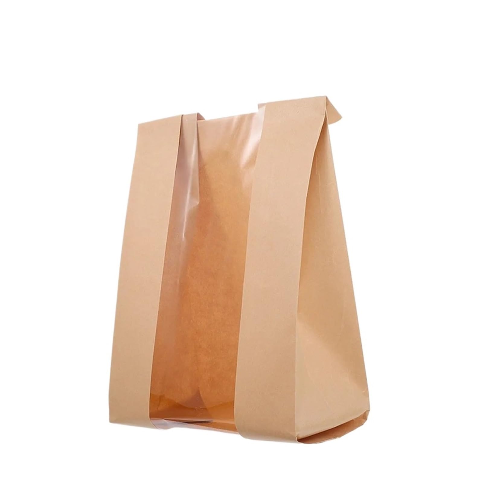 100Pcs Food Paper Bags Brown Bread with Window Stylish Bakery Baking Pouches for Cookies Sandwiches Pastry Packaging for Bread