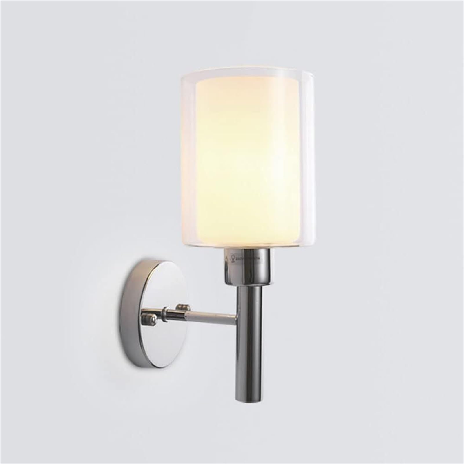 HPTHLY Wall Sconce Light Fixture Indoor Wall Lamp With E27 Socket, Glass Lampshade, Gold Metal Wall Mount Light, Nordic Wall Lighting For Living Room Bedroom Hallway (Chrome)