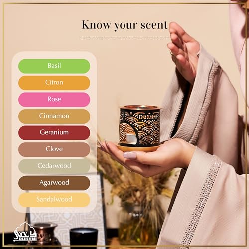 Image of Oud Al Khaleeji Bakhoor Set عود بخور و مبخرشمعدان by Dukhni | 2 x 9 Piece Each & Tree Bakhoor Burner | Arabic Bakhoor Incense | Deep Oud Blend | Perfect for Prayer Time | to Relax & Meditate
