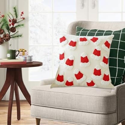 Buhygn Bestickte Weihnachts-Kissenbezüge, weiß, weich, dekorative Kissenbezüge, gemütliche Dekokissen für Sofa und Couch, multifunktionaler Kissenbezug für Schlafzimmer und Wohnzimmer, elegante – Bild 3