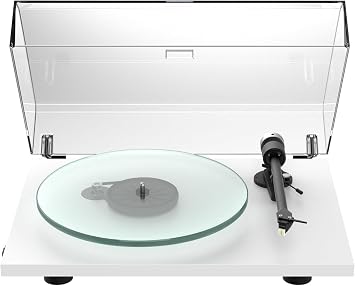 Pro-Ject T2, Audiophile Entry Level Turntable with 1,7kg heavy glass platter, 9  aluminium tonearm and spring-based Anti-Skating, Sumiko Rainier, Made in Europe White