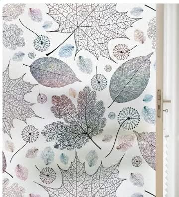 Window Film Privacy Window Film Color plant leaves electrostatic scrub window film opaque bathroom privacy paste sliding door pvc film Glass Window Decals Window Sticker for Home ( Color : Brass , Siz