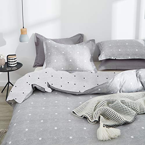 3 Pieces Duvet Cover Set Gray Dots Cross - Ultra Soft And Easy Care Design Summer Bedding Duvet Cover King Size 102X90+ 2 Pillow Shams- 800 Tc With Zipper Closure 4 Corner Ties #TOP3
