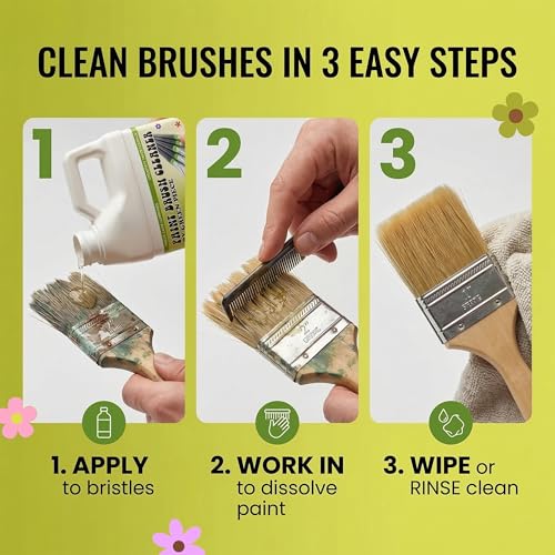 Image of Green Piece Paint Brush Cleaner & Restorer with Collapsible Silicone Cleaning Container - Natural Non-Toxic - Cleans Acrylic, Latex, Oil & Shellac Paint - Paint Brush Washer Cup - Made in USA - 18 Oz