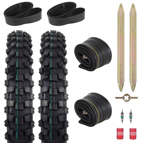 (2-Pack) 80/100-19 6PR Wear-Resistant Dirt Bike Tire & 2.75/3.00-19 Heavy Duty Inner Tube Set | Replacement for Surron Light Bee X Talaria Sting MX + Free Tools