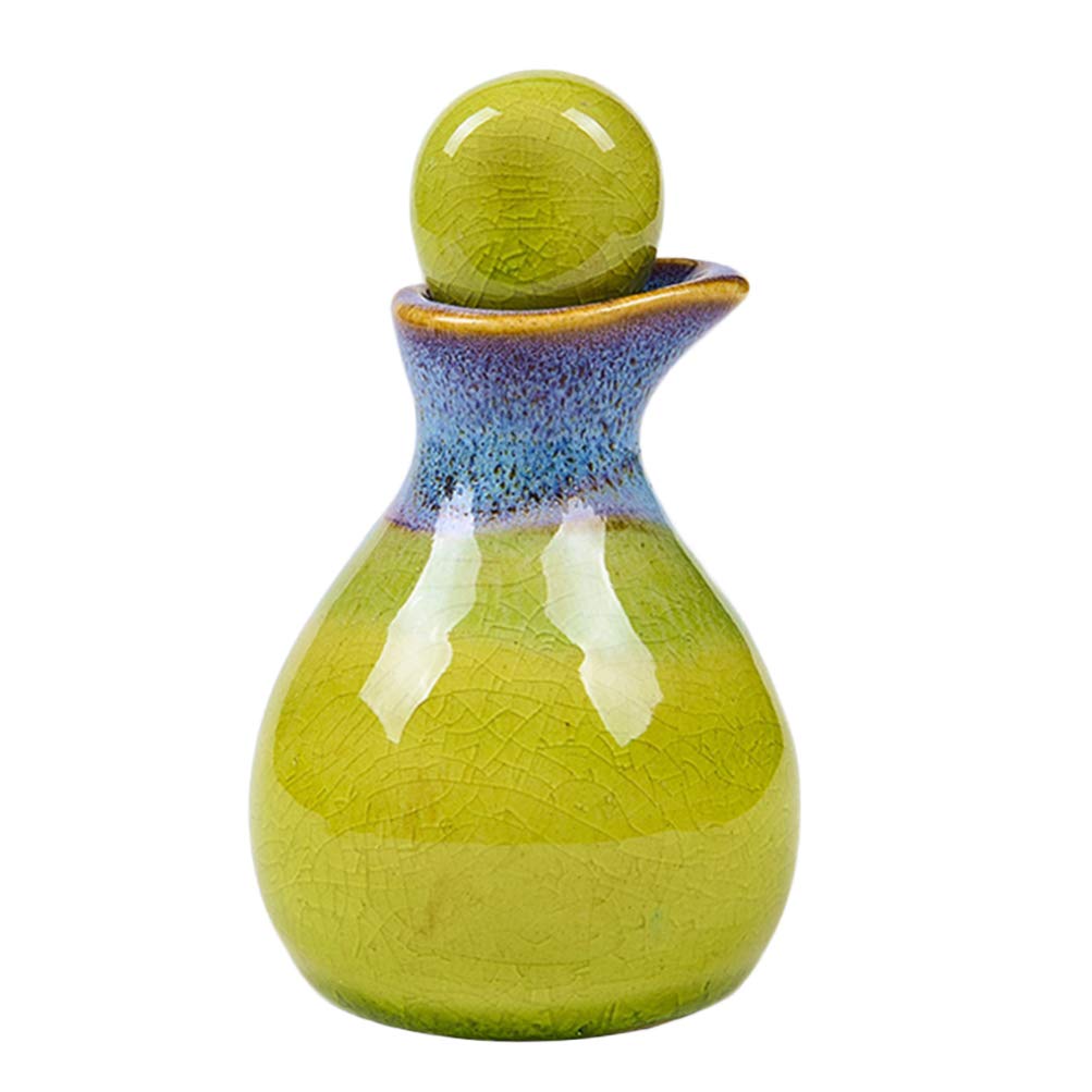 Minkissy Japanese Soy Sauce Dispenser - Green, Ceramics, Reusable, Perfect for Kitchen & Cooking