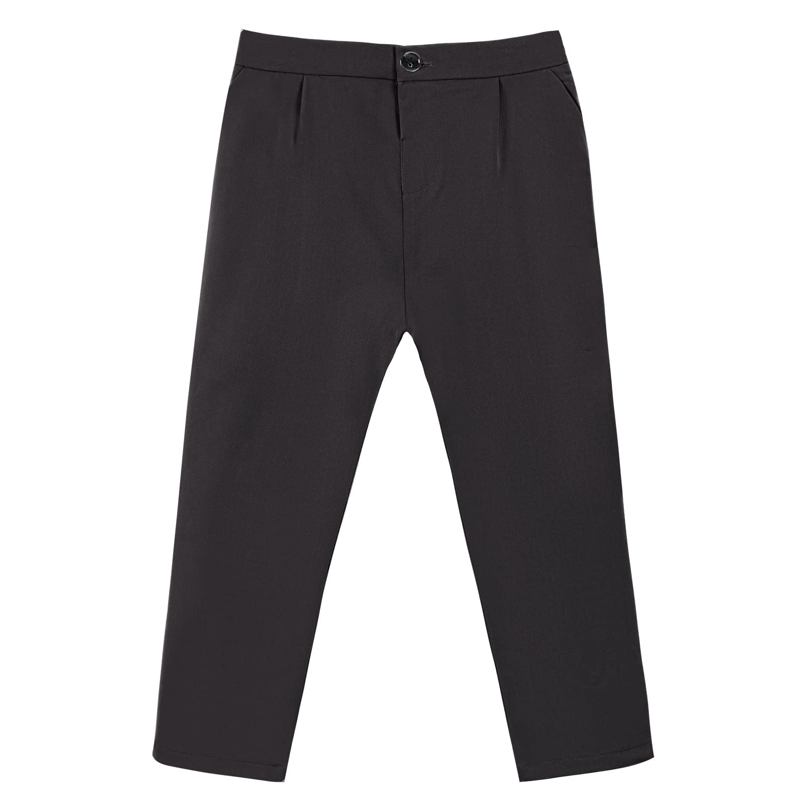 LOLANTA Pantalones de Vestir para Niños, Pantalones de Uniforme Escolar para Niños, Cintura Ajustable, Negro/Gris/Caqui, 2-13 años