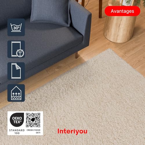 Tapis à poils longs antidérapant pour sol glissant Sofia