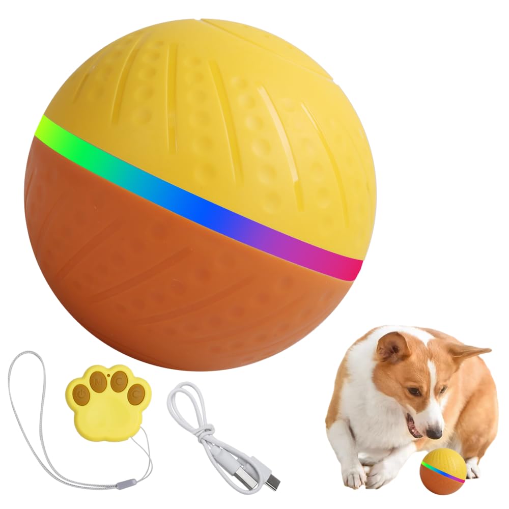DONGKER Balle Interactive pour Chien,Jouet Intelligent et Étanche,Batterie Intégrée de 500 MAh,pour Petits,Moyens et Grands Chats