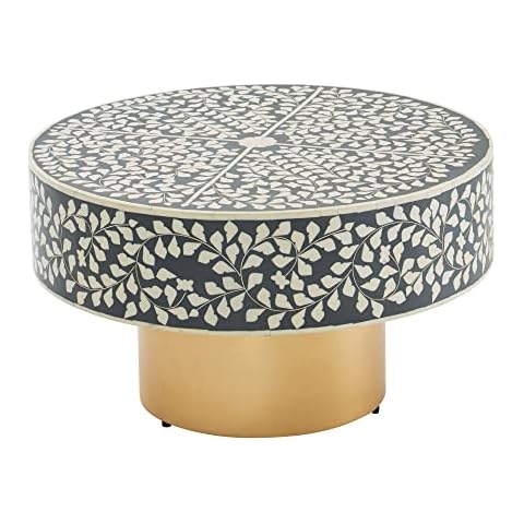FineBuy Mesa de Centro Redonda Gris 60x60x35 cm Cover