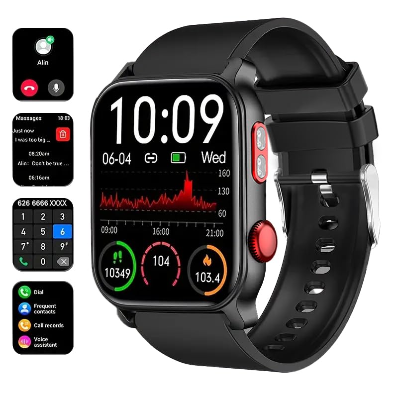 QTLLBT 9 Languages ??Translation Watch Smart Watch Bluetooth Call (Answer/Make Calls) Fitness Tracker IP68 Waterproof 100+ Sports Heart Rate Sleep Android iPhone Men and Women Smart Watch (Black)