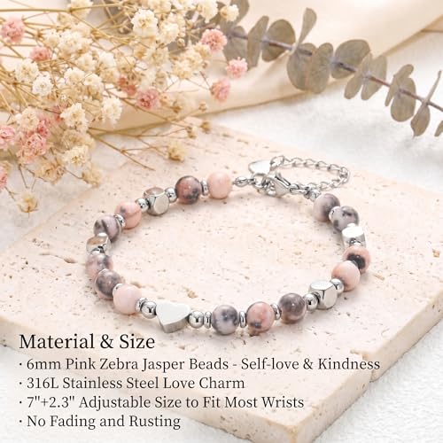 Image of Graduation & Back to School Gifts for Girls, Natural Stone Beaded Bracelet with Inspirational Quote Card, Jewelry for Daughter Granddaughter Niece Student