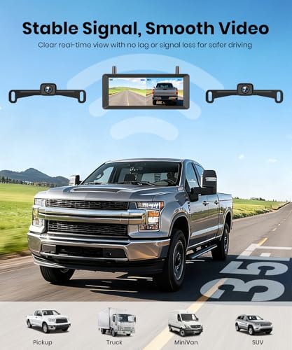 AUTO-VOX 2 Wireless Backup Camera: 7.2" USB-Powered Dual Split-Screen 1080P HD Monitor with DVR Recording, Front and Rear Coverage, Stable Signal, Back Up Camera for Pickup, Trailer, SUV - Image 6