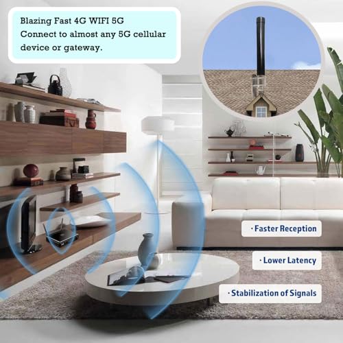 Image of Omni Directional 4x4 MIMO Antenna 5G for t-Mobile, 4G / LTE / 5G Cellular Antenna for Router & Gateways, Verizon, AT&T Home Internet, with 2 Dual 10 Meter Cable SMA